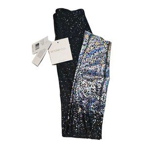 NWT Beyond Yoga Alloy Ombre Midi Leggings Black / Rainbow Iridescent Speckled XS